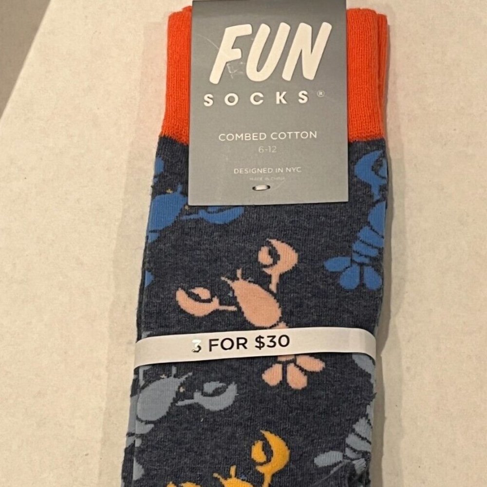 Men's Long Dress Socks Lobster Fun Socks, Multicolor, Size 6-12, NEW